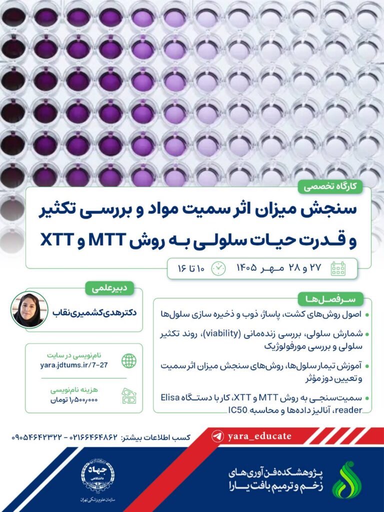 کارگاه بررسی سمیت مواد بر رشد سلول با روش های MTT و XTT کارگاه بررسی سمیت مواد بر رشد سلول با روش های MTT و XTT